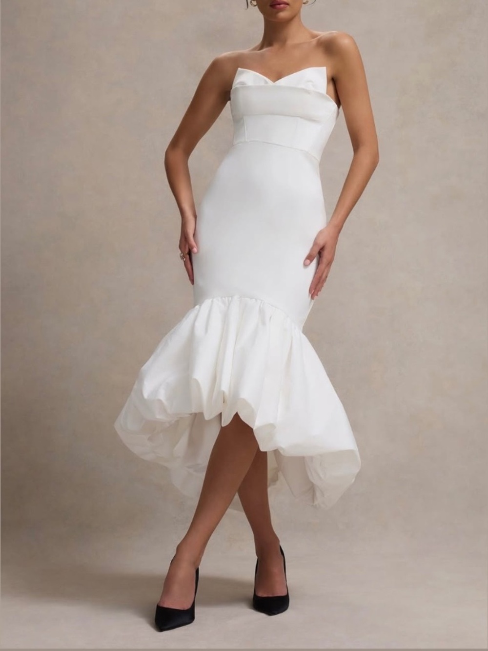 Classy Statement White Midi Dress 🤍